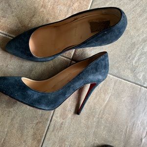 Christian louboutin blue suede heels